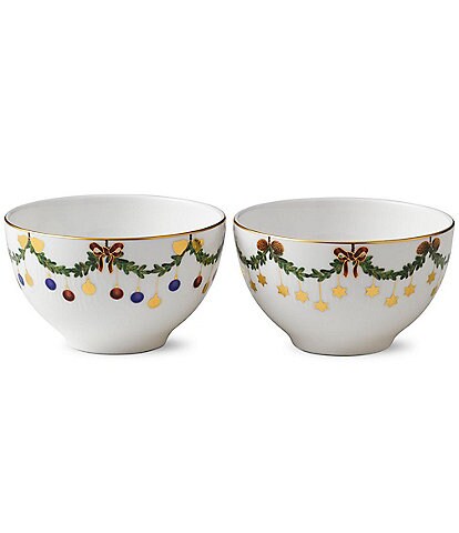 Royal Copenhagen Star Fluted Christmas Chocolate Bowl, Set of 2