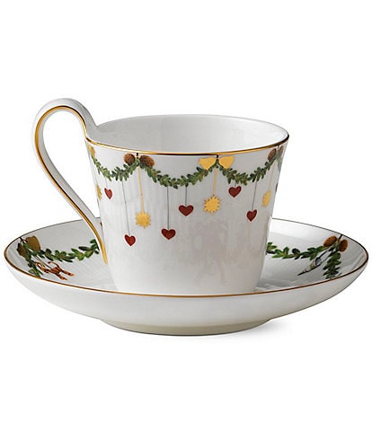 Royal Copenhagen Star Fluted Christmas High Handle Cup and Saucer
