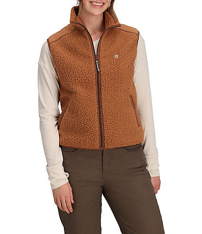 Royal Robbins Palisades Soft Sherpa Roll Edge Mock Neck Zip Front Vest