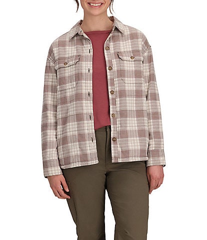 Royal Robbins Vista Flannel Plaid Point Collar Button Front Shacket