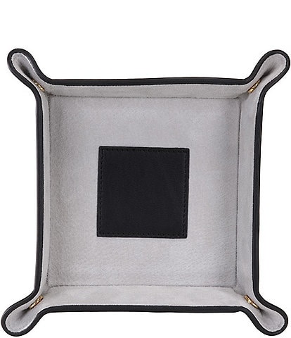 ROYCE New York Suede-Lined Catchall Leather Valet Tray