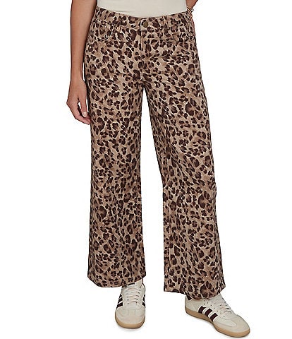 Ruby Rd. Coordinating Stretch Denim Cheetah Print Wide Leg Pants