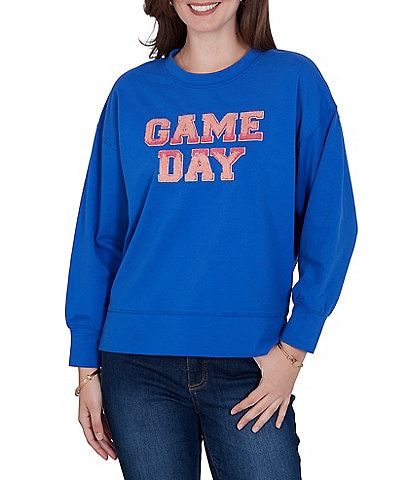 Ruby Rd. French Terry Game Day Scoop Neck Long Sleeve Top