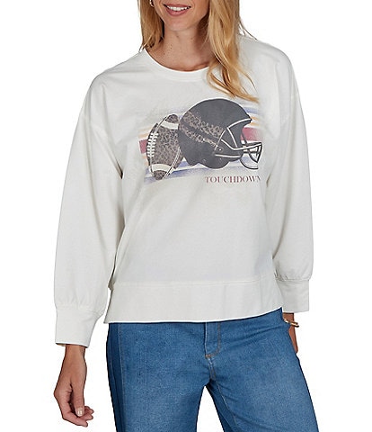 Ruby Rd. French Terry Touchdown Scoop Neck Long Sleeve Pullover