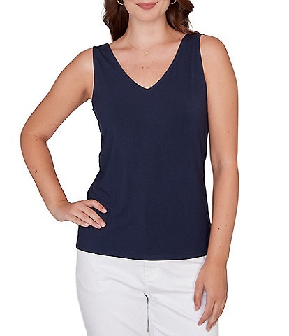 Ruby Rd. Jersey Knit Reversible Neck Sleeveless Tank