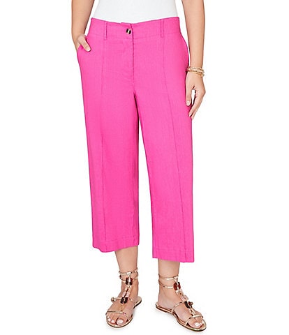 Ruby Rd. Linen Blend Pintuck Wide Leg Crop Pants