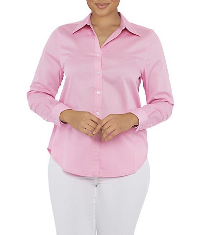 Ruby Rd. Petite Size Cotton Wrinkle-Resistant Point Collar Long Sleeve Classic Button Front Shirt