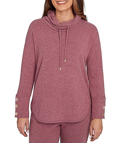 Ruby Rd. Petite Size Knit Cowl Neck Long Sleeve Cozy Top