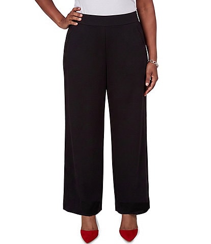 Ruby Rd. Petite Size Ponte Scalloped Detail Wide Leg Pants