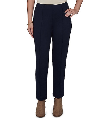 Ruby Rd. Petite Size Ponte Straight Leg Hollywood Waist Ankle Length Pull-On Pants