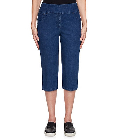 Ruby Rd. Petite Size Pull-On Extra Stretch Denim Clamdigger Pants