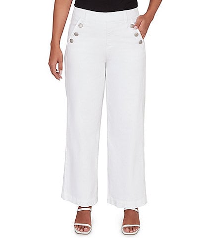 Ruby Rd. Petite Size Soft Stretch Denim Pull-On Wide Leg Pants