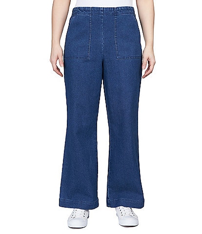 Ruby Rd. Petite Size Stretch Denim Wide Leg Pull-On Jeans