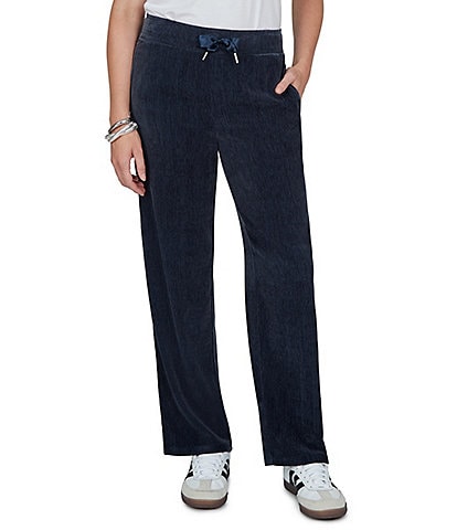 Ruby Rd. Petite Size Stretch Velveteen Wide Leg Drawstring Pants