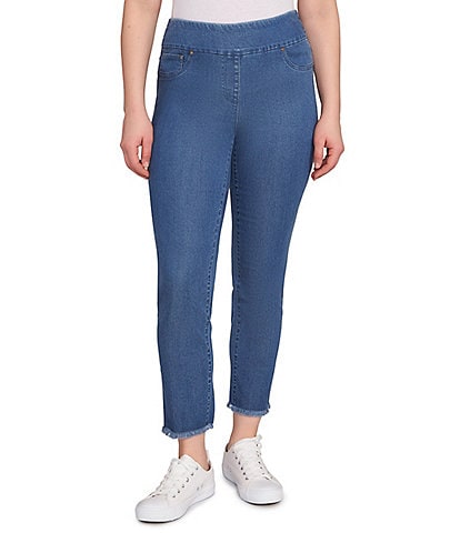 Ruby Rd. Petite Size Tencel™ Lyocell Frayed Hem Pull-On Ankle Pants