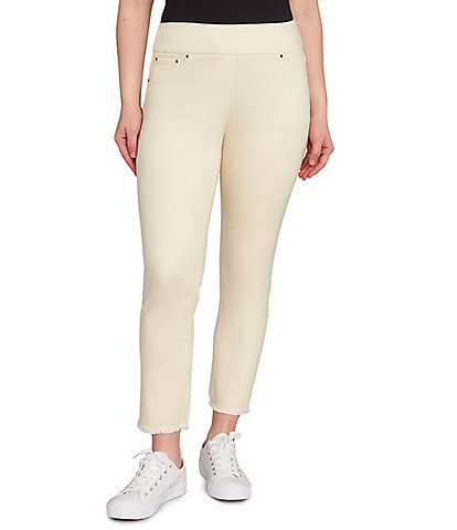 Ruby Rd. Petite Size Tencel™ Lyocell Frayed Hem Pull-On Ankle Pants