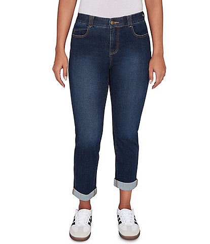 Ruby Rd. Petite Size Ultra-Soft Rolled Hem Girlfriend Jeans
