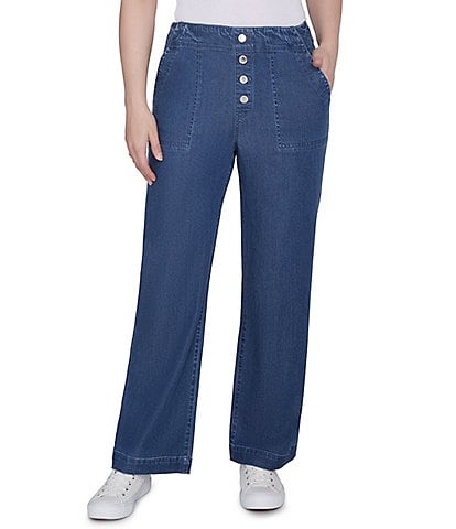 Ruby Rd. Petite Size Wide-Leg Button-Front Jeans