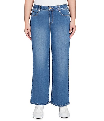 Ruby Rd. Petite Size Wide-Leg Pull-On Denim Jeans