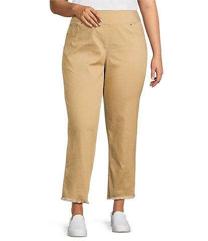 Ruby Rd. Plus Size  Tencel™ Lyocell Frayed Hem Pull-On Ankle Pants