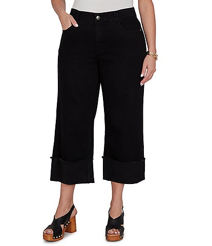Ruby Rd. Plus Size 5-Pocket Wide Cuff Denim Crop Jeans