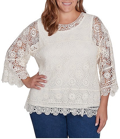 Ruby Rd. Plus Size Boat Neck 3/4 Sleeve Sweater