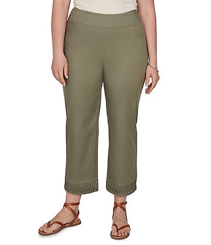 Ruby Rd. Plus Size Coordinating Tencel Denim Pull-On Pleated Hem Ankle Pants