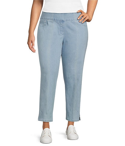 Ruby Rd. Plus Size Extra Stretch Denim Straight Leg Ankle Pull-On Jeans