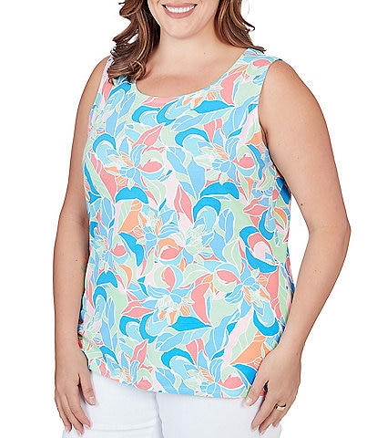 Ruby Rd. Plus Size Floral Print Knit Scoop Neck Tank