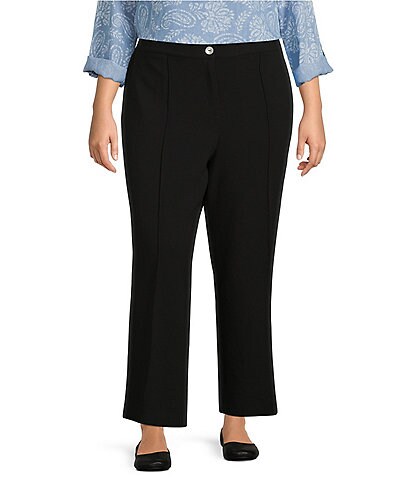 Ruby Rd. Plus Size Front Pintuck Straight Wide Leg Cropped Pants