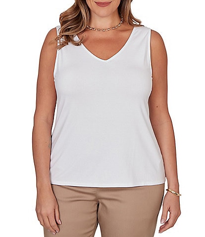 Ruby Rd. Plus Size Jersey Knit Reversible Neck Sleeveless Tank