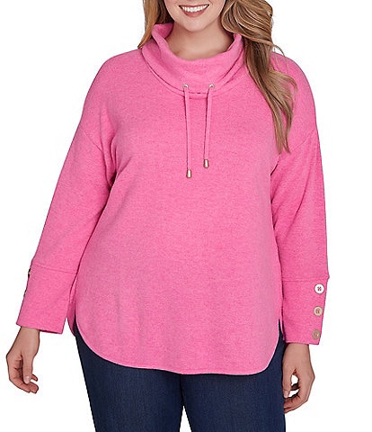 Ruby Rd. Plus Size Knit Cowl Collar Long Sleeve Cozy Top