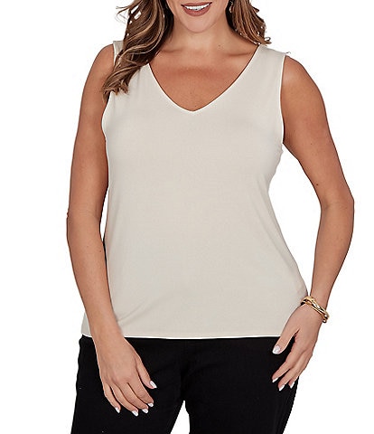Ruby Rd. Plus Size Knit Jersey Reversable Neckline Sleeveless Tank