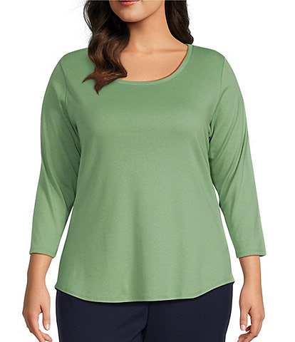 Ruby Rd. Plus Size Knit Scoop Neck 3/4 Sleeve Top