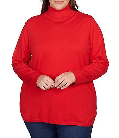 Ruby Rd. Plus Size Lightweight Jersey Knit Turtleneck Sweater