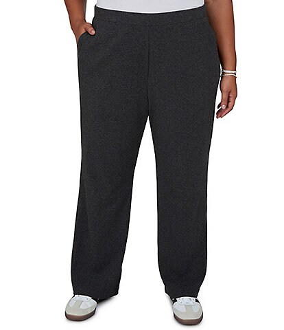 Ruby Rd. Plus Size Luxe Rib Knit Straight Leg Pull-On Pants