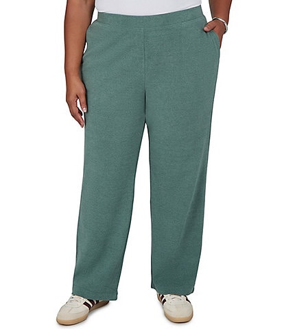 Ruby Rd. Plus Size Luxe Rib Knit Straight Leg Pull-On Pants