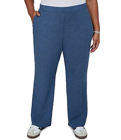 Ruby Rd. Plus Size Luxe Rib Knit Straight Leg Pull-On Pants