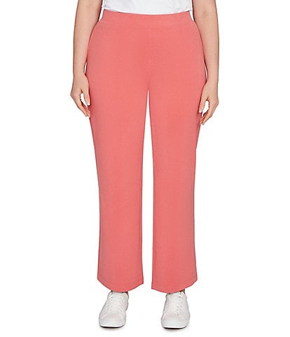 Ruby Rd. Plus Size Luxe Ribbed Textured Straight Leg Pull-On Pants