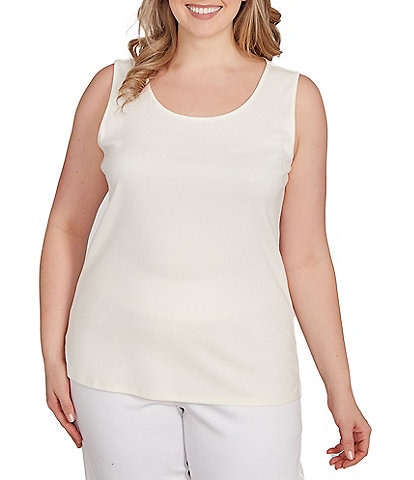 Ruby Rd. Plus Size Ribbed Knit Scoop Neck Sleeveless Side Slit Tank