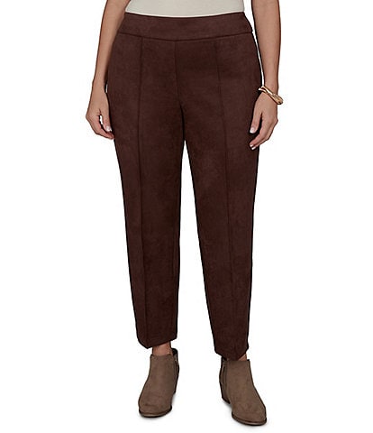 Ruby Rd. Plus Size Scuba Suede Flat Waistband Front Seam Ankle Pants