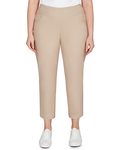 Ruby Rd. Plus Size Silk Tech Straight Leg Pull-On Ankle Pants