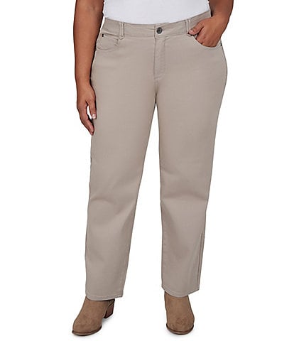 Ruby Rd. Plus Size Soft Stretch Straight Leg Denim Ankle Pants