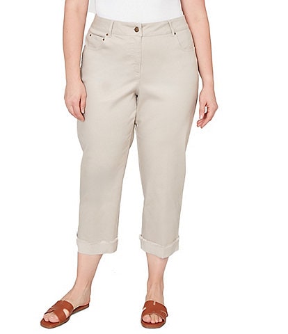 Ruby Rd. Plus Size Soft Stretch Twill Cuffed Hem Girlfriend Pants