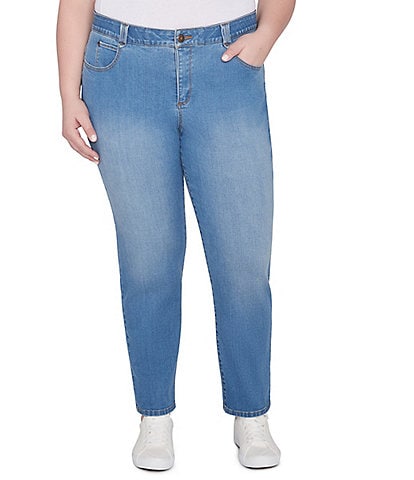 Ruby Rd. Plus Size Soft Terry Wide Leg Relaxed Ankle Denim Jeans
