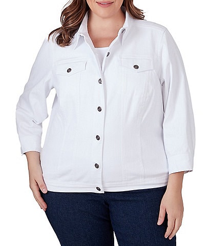 Ruby Rd. Plus Size Stretch Denim 3/4 Sleeve Button-Front Jacket
