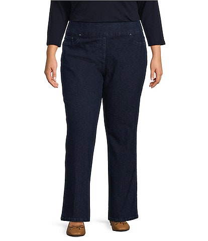 Ruby Rd. Plus Size Stretch Denim Flare Hem Pull-On Pant