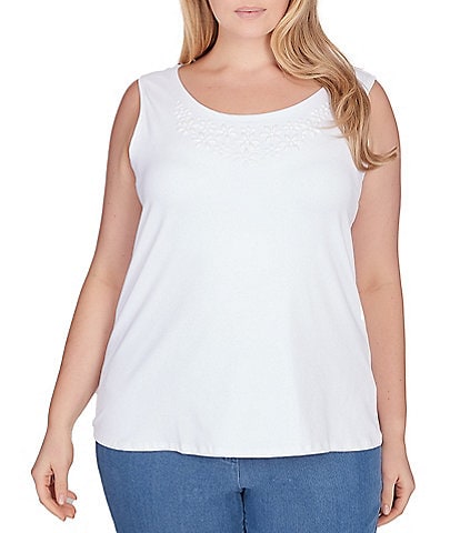 Ruby Rd. Plus Size Stretch Knit Scoop Neck Sleeveless Tank Top