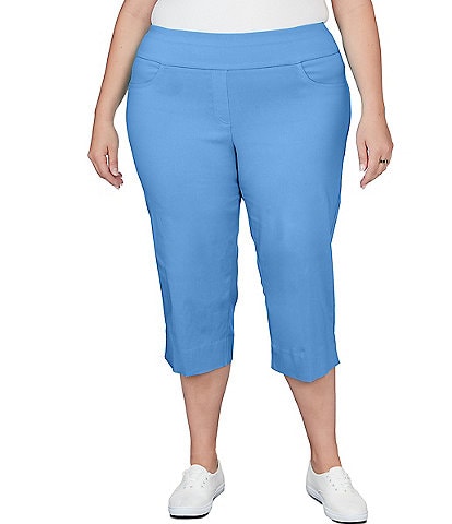 Ruby Rd. Plus Size Stretch Pull-On Side Slit Hem Capri Pants