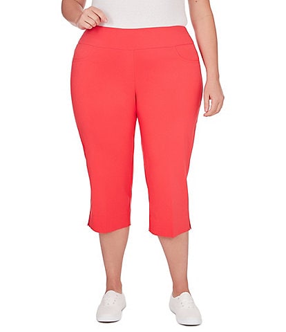 Ruby Rd. Plus Size Stretch Pull-On Side Slit Hem Capri Pants